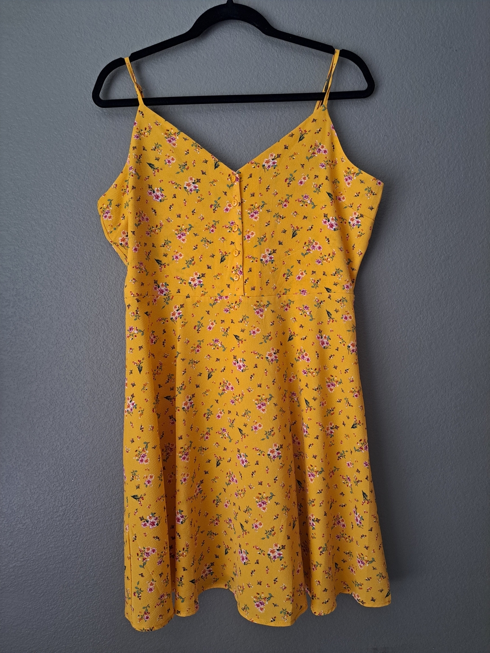 Yellow Floral Spaghetti Strap Sundress